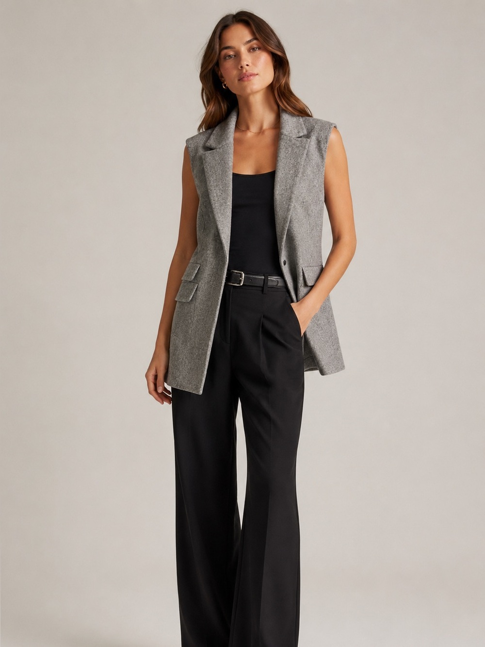 $695 Rag & bone Gray Sleeveless Tailored Long Vest